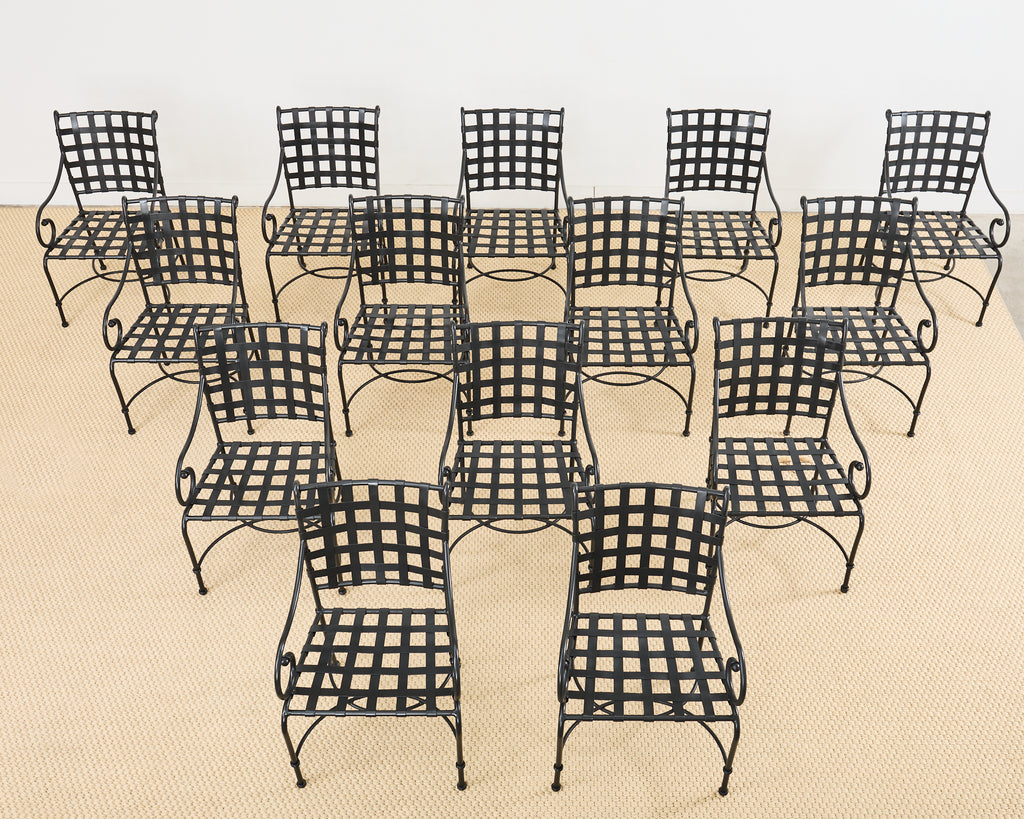 Set of Fourteen Brown Jordan Florentine Aluminum Dining Chairs