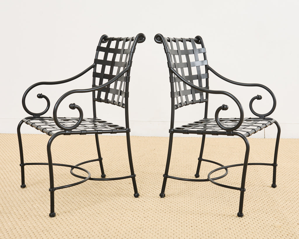 Set of Fourteen Brown Jordan Florentine Aluminum Dining Chairs