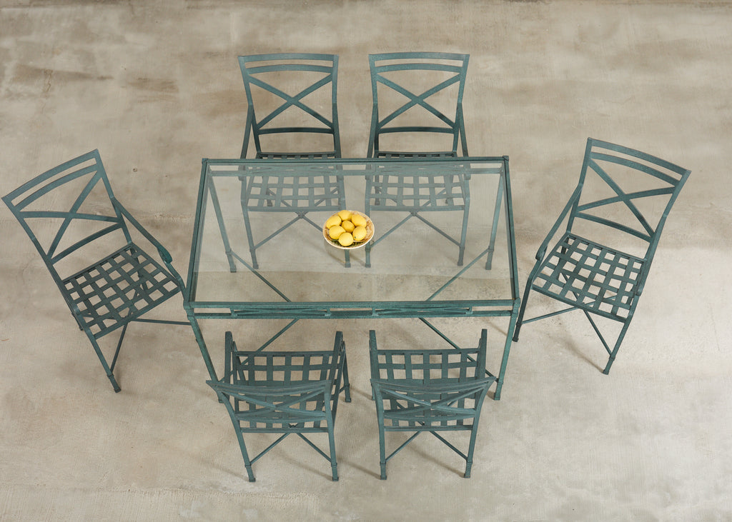 Brown Jordan Venetian Garden Dining Set Green Verdigris Finish