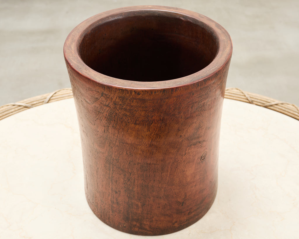 Large Chinese Export Hardwood Scholar's Brush Pot Vessel