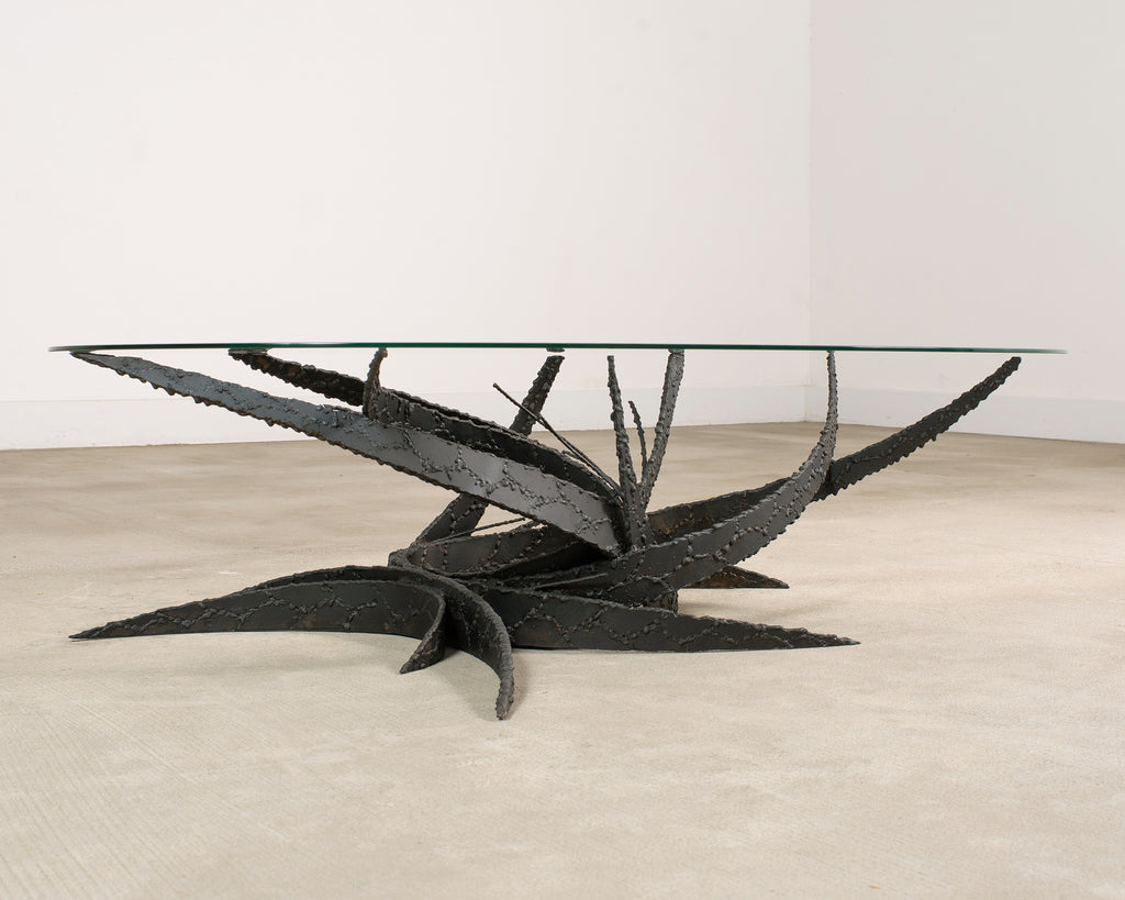 Silas Seandel Brutalist Iron Torch Cut Cocktail Table