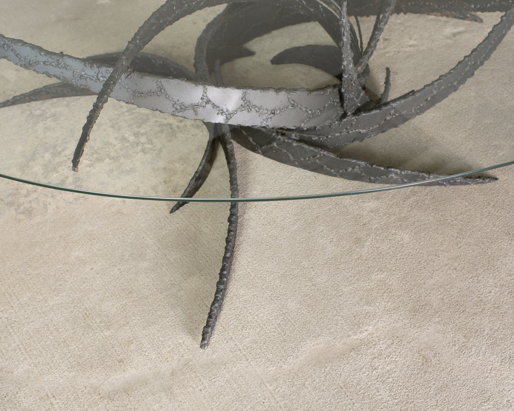 Silas Seandel Brutalist Iron Torch Cut Cocktail Table