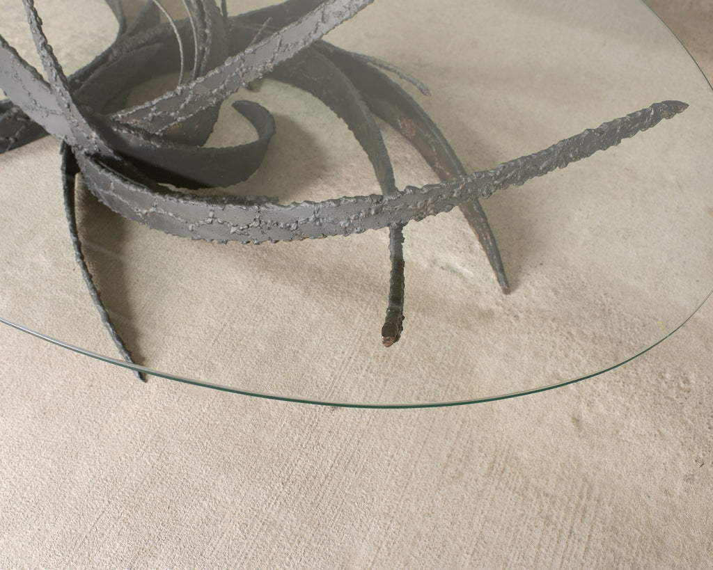 Silas Seandel Brutalist Iron Torch Cut Cocktail Table