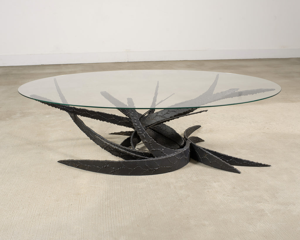Silas Seandel Brutalist Iron Torch Cut Cocktail Table