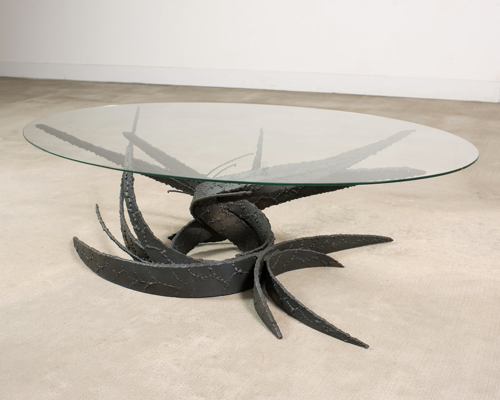 Silas Seandel Brutalist Iron Torch Cut Cocktail Table