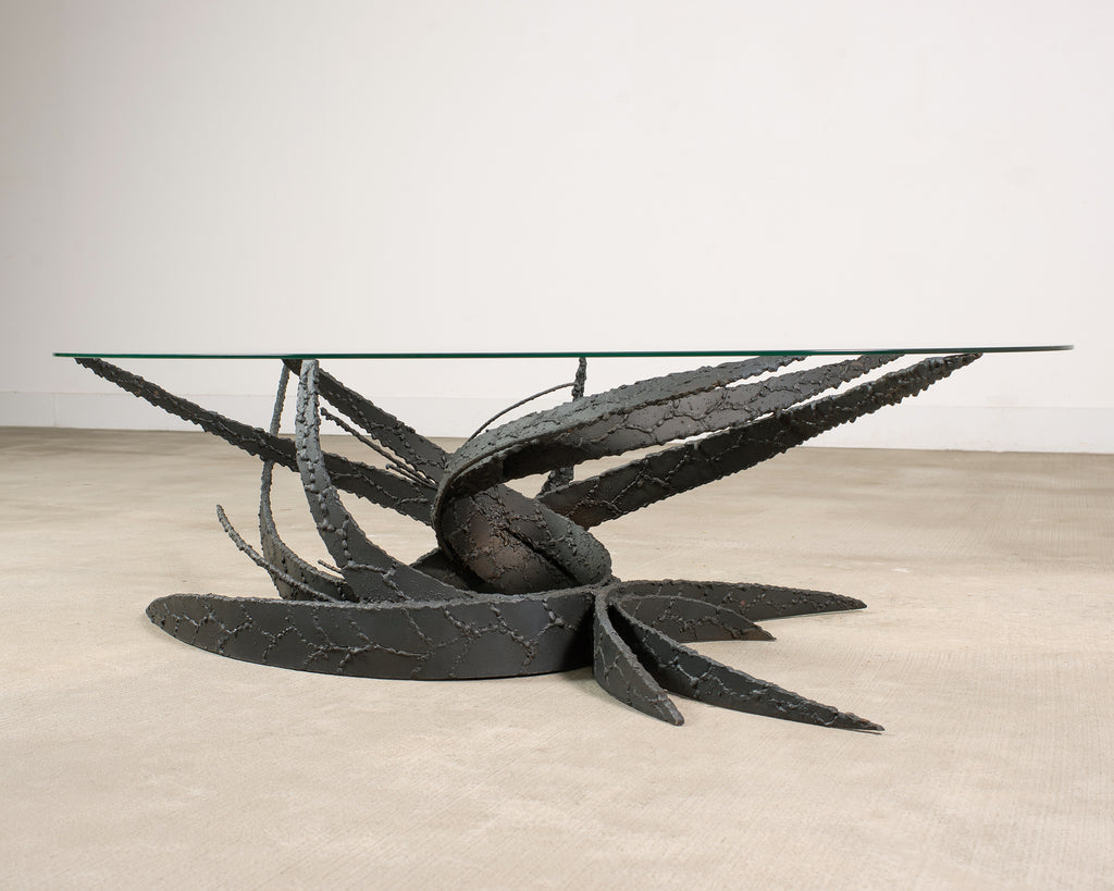 Silas Seandel Brutalist Iron Torch Cut Cocktail Table