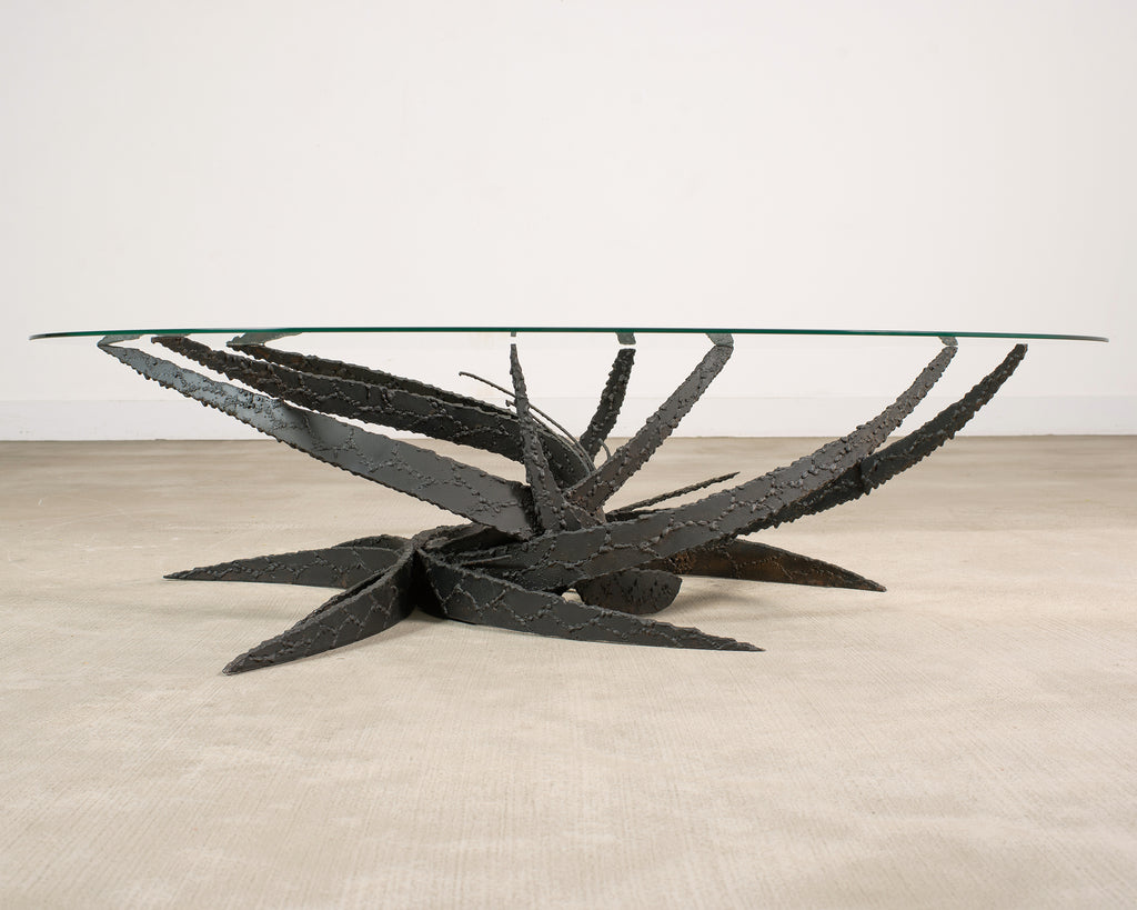 Silas Seandel Brutalist Iron Torch Cut Cocktail Table