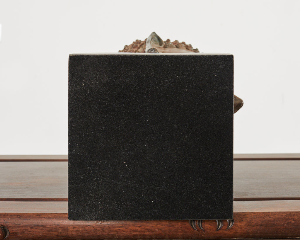 Large Patinated Bronze Sukhothai Style Buddha Head Sculpture