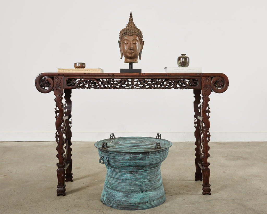Chinese Export Rosewood Carved Altar Console Table