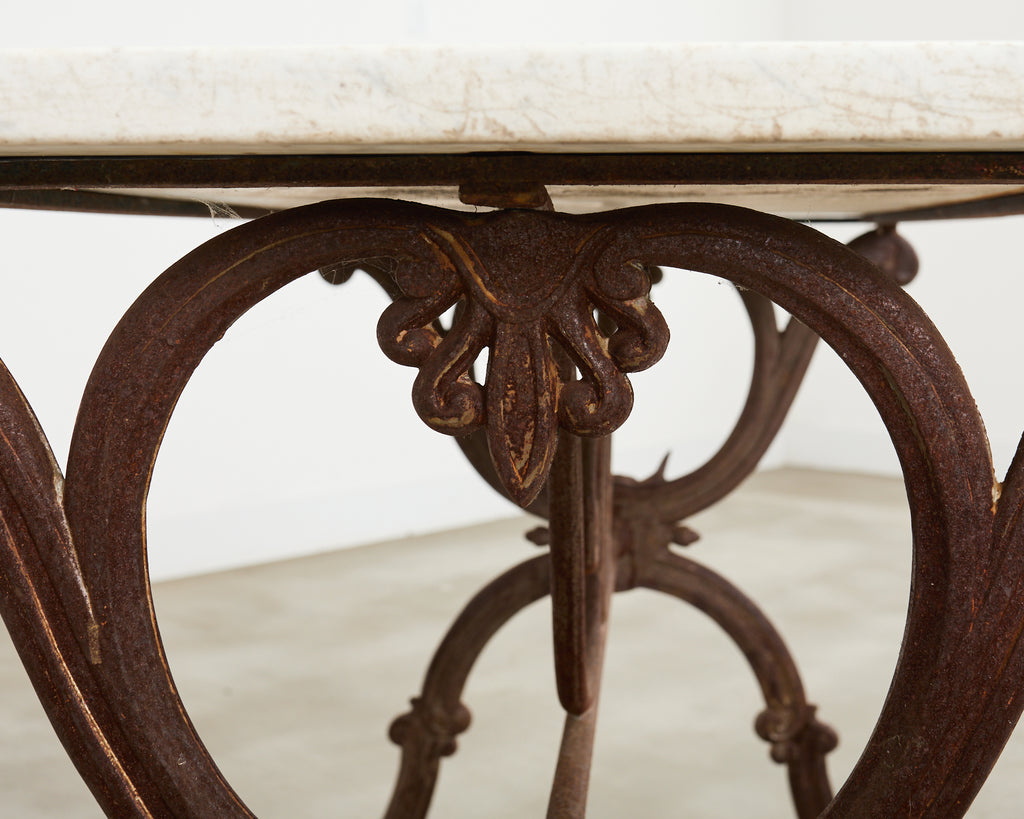 19th Century Country French Marble Top Iron Butchers Table Console