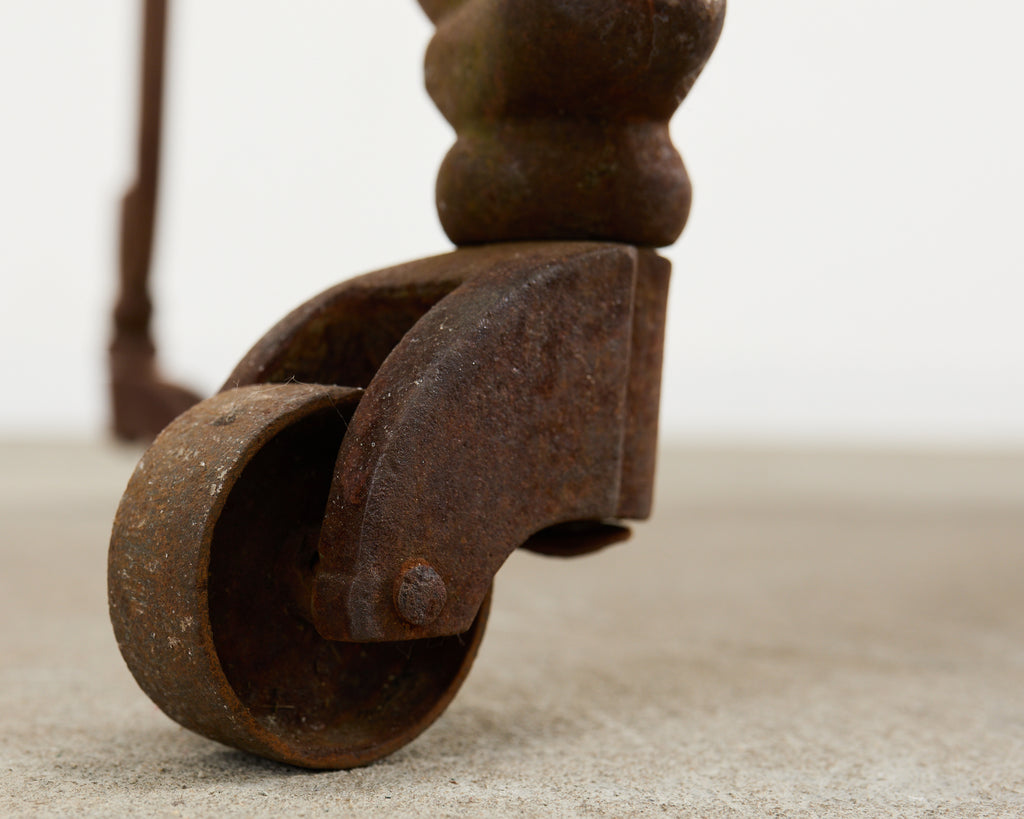 19th Century Country French Marble Top Iron Butchers Table Console
