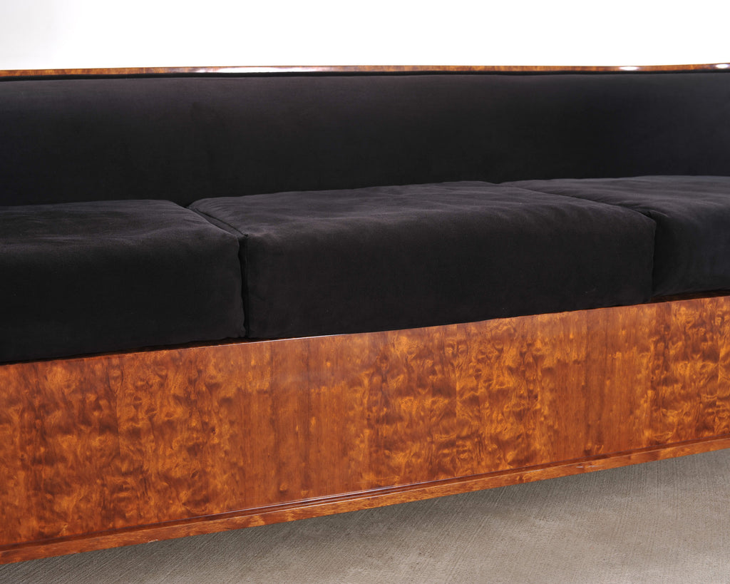 Leon Rosen Art Deco Style Burlwood Waterfall Sofa Settee