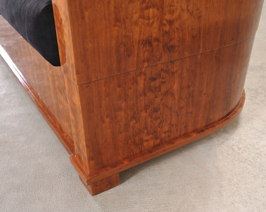 Leon Rosen Art Deco Style Burlwood Waterfall Sofa Settee