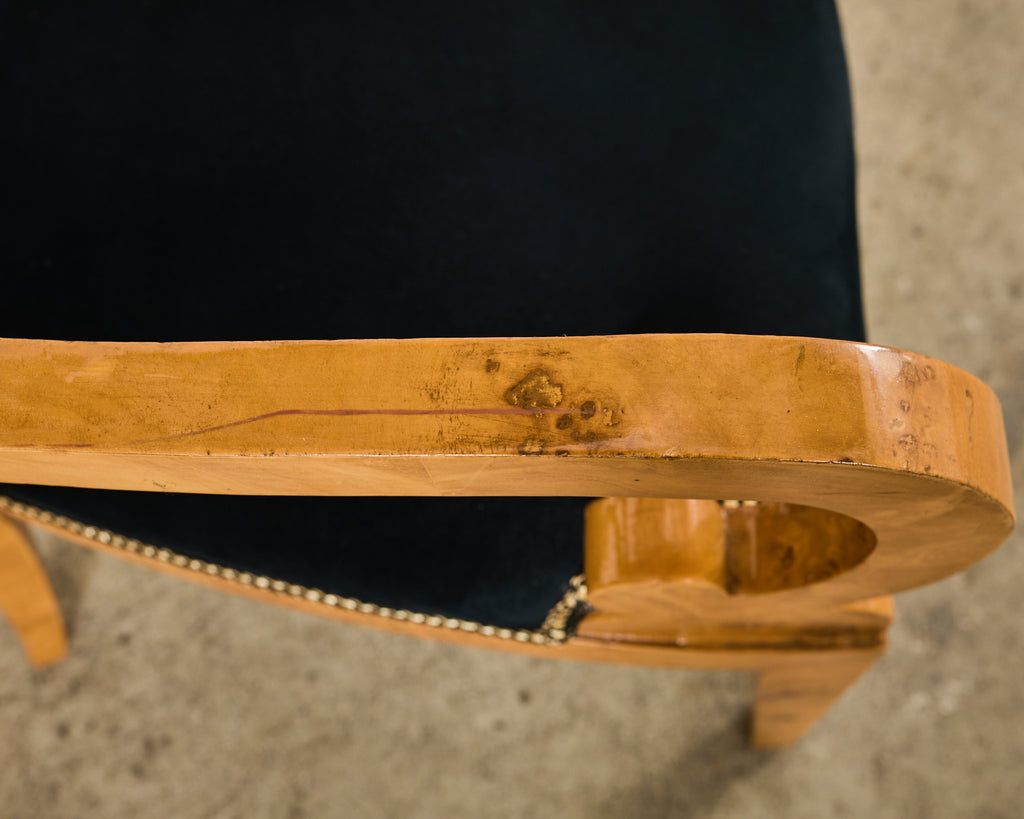 Set of Twelve Viennese Biedermeier Style Burl Maple Dining Chairs