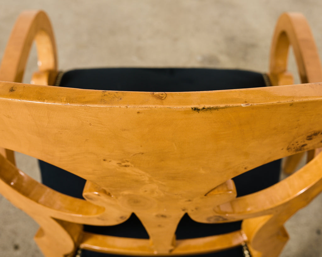 Set of Twelve Viennese Biedermeier Style Burl Maple Dining Chairs