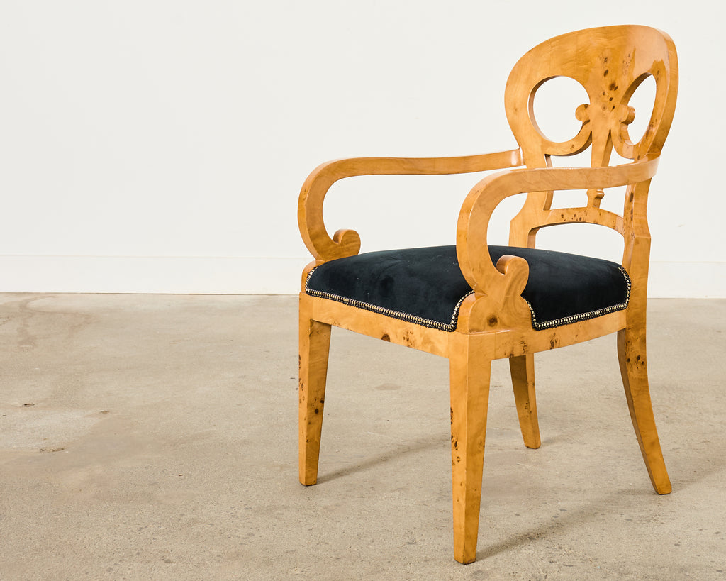 Set of Twelve Viennese Biedermeier Style Burl Maple Dining Chairs