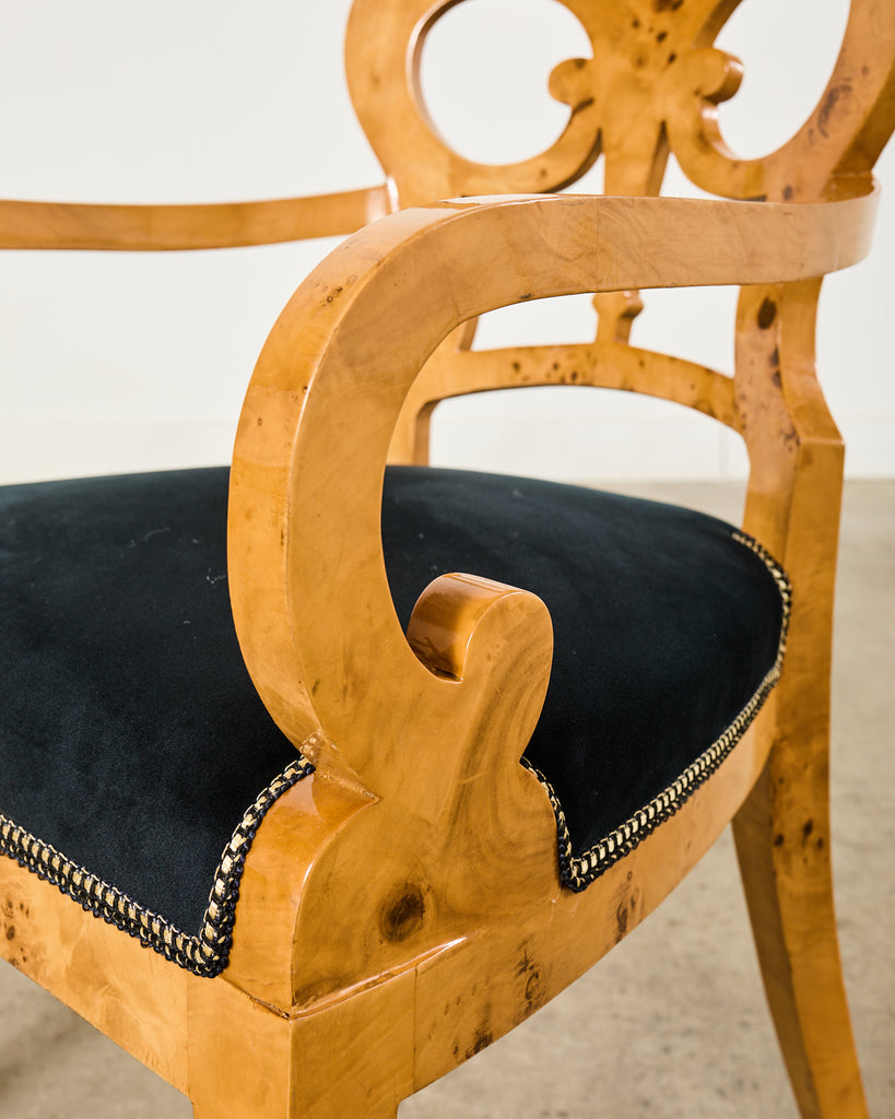 Set of Twelve Viennese Biedermeier Style Burl Maple Dining Chairs