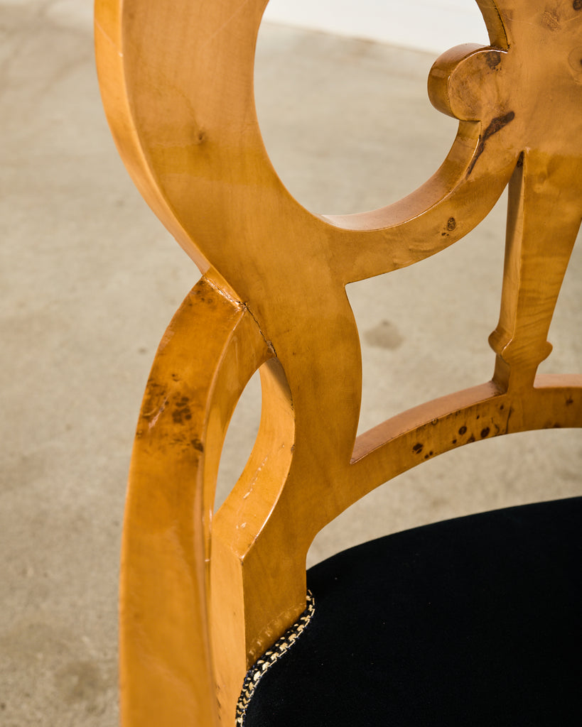 Set of Twelve Viennese Biedermeier Style Burl Maple Dining Chairs