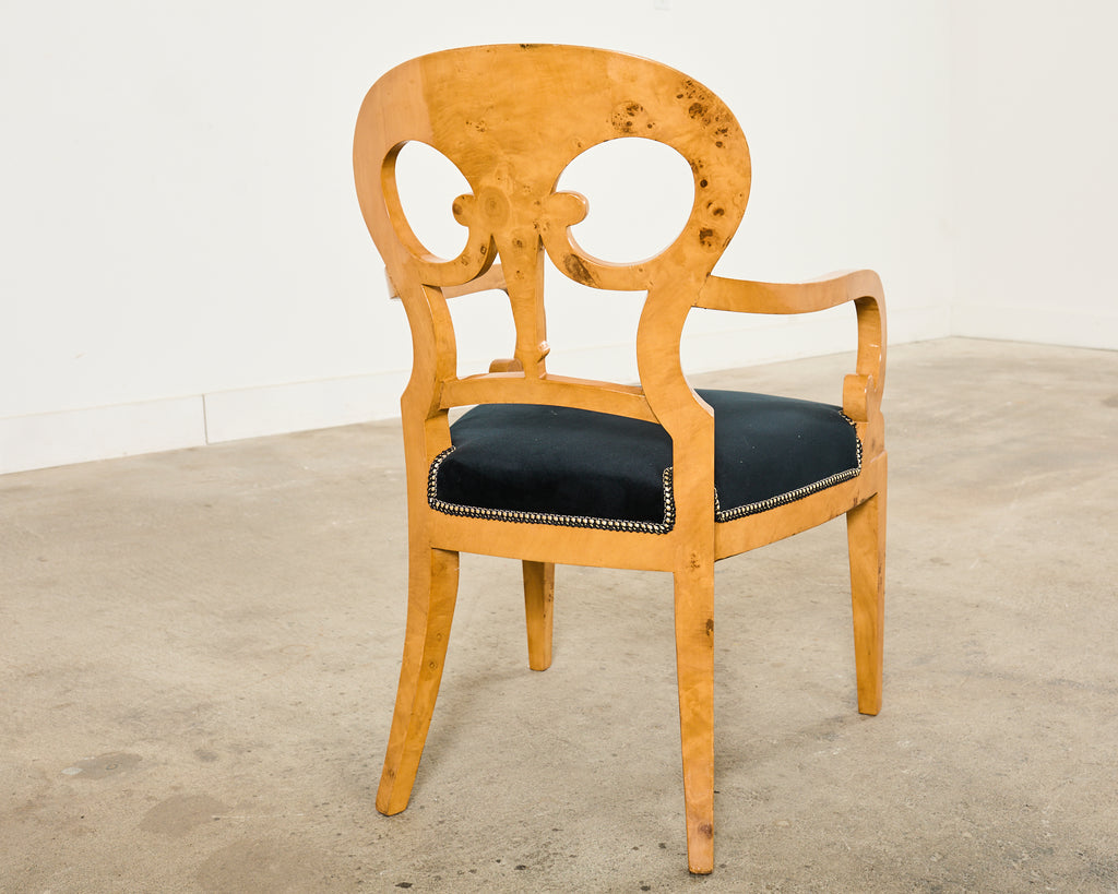 Set of Twelve Viennese Biedermeier Style Burl Maple Dining Chairs