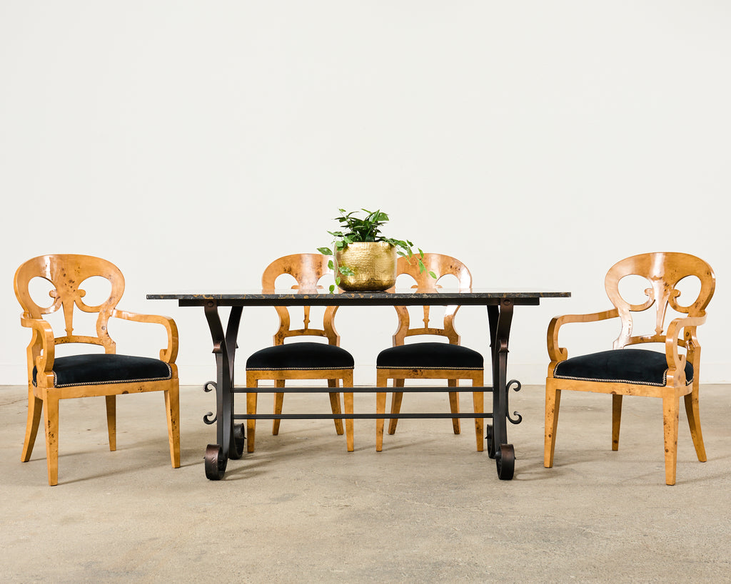 Set of Twelve Viennese Biedermeier Style Burl Maple Dining Chairs