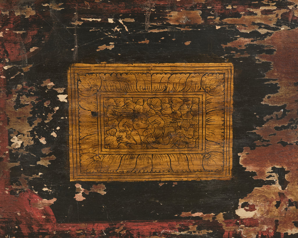 19th Century Burmese Lacquered Wooden Buddhist Trunk or Chest