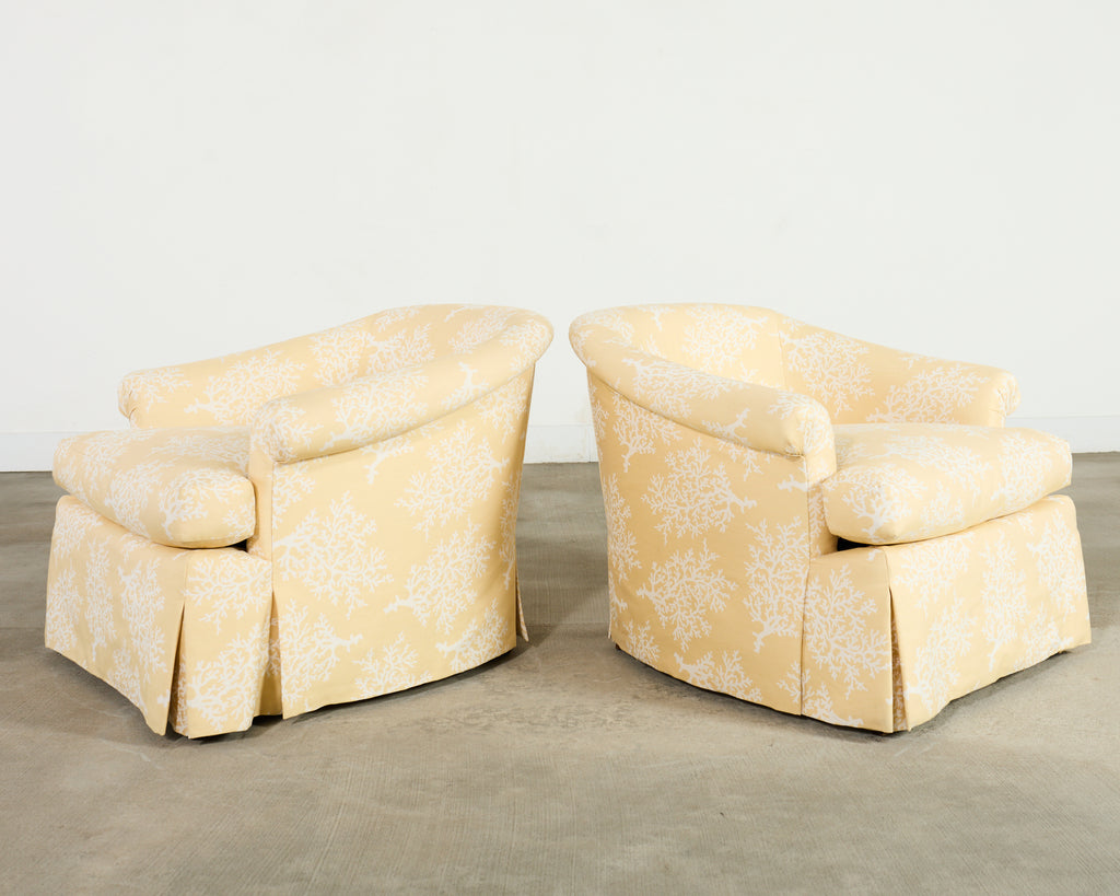 Pair of A. Rudin Attributed White Coral Over Butter Club Chairs