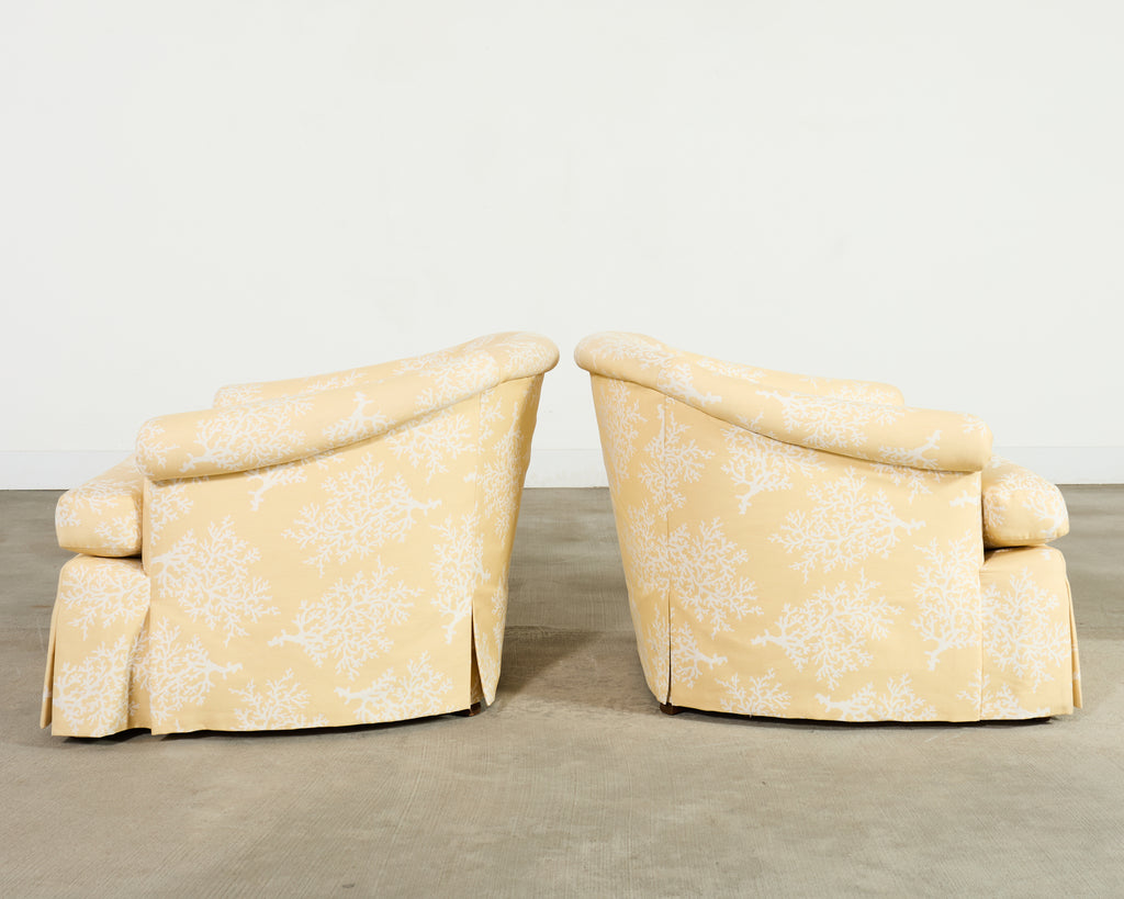Pair of A. Rudin Attributed White Coral Over Butter Club Chairs