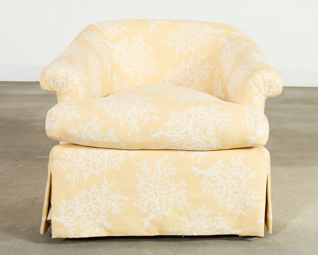 Pair of A. Rudin Attributed White Coral Over Butter Club Chairs