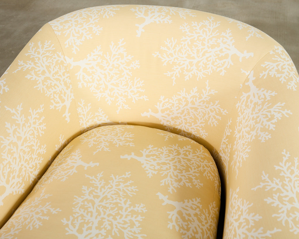 Pair of A. Rudin Attributed White Coral Over Butter Club Chairs