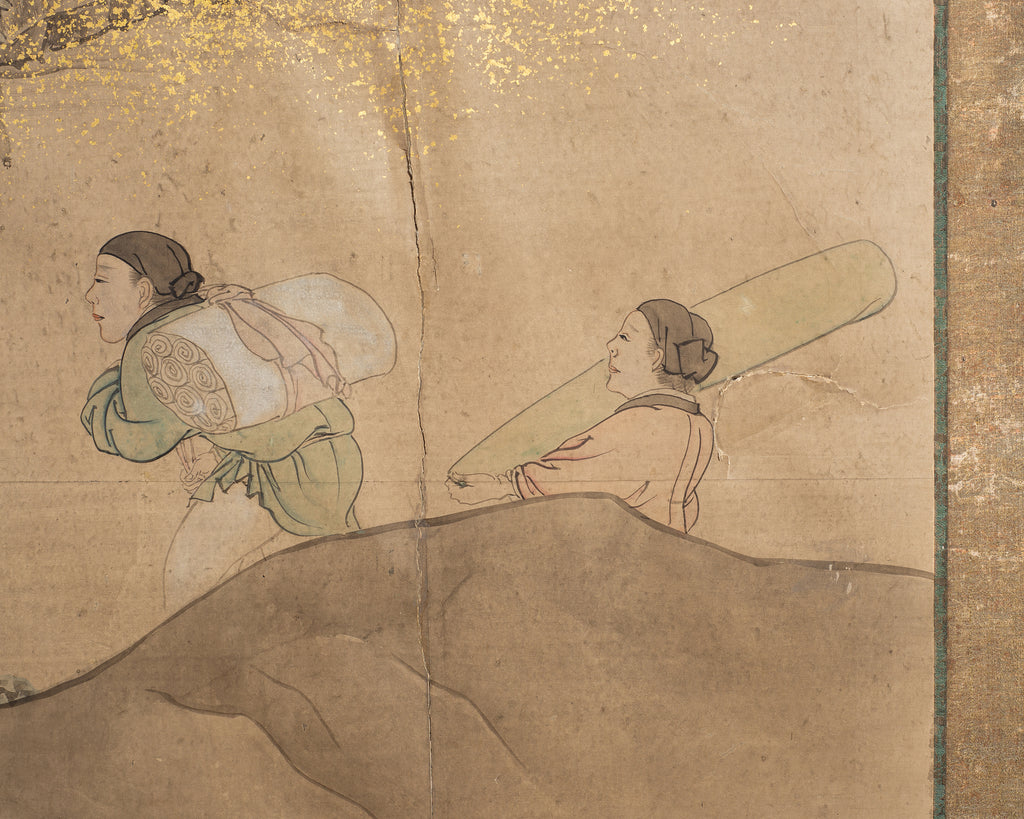 19th C. Japanese Edo Six Panel Screen Chinese Official's Gathering