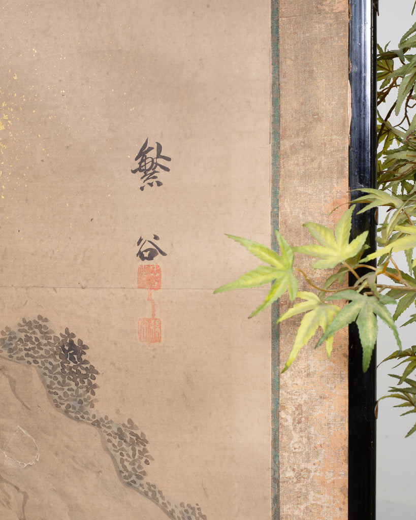 19th C. Japanese Edo Six Panel Screen Chinese Official's Gathering