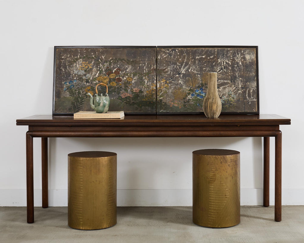 Japanese Meiji Two Panel Screen Flowering Autumn Plants