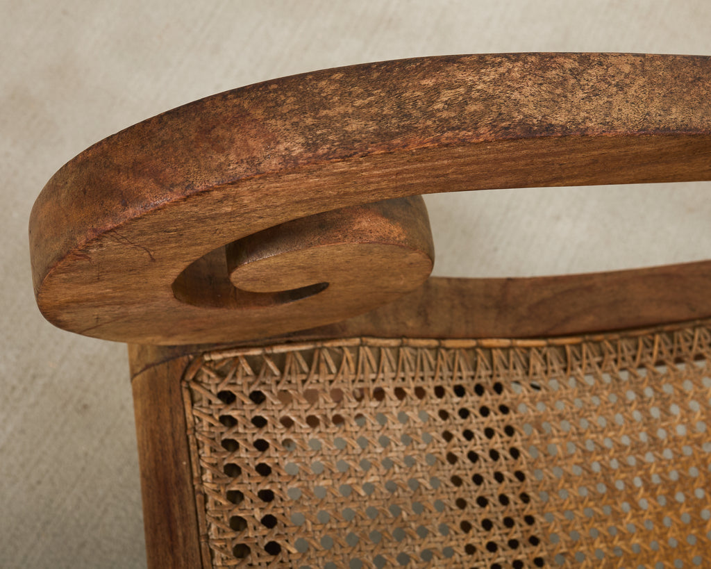 British Colonial Style Plantation Lounge Chair with Ottoman