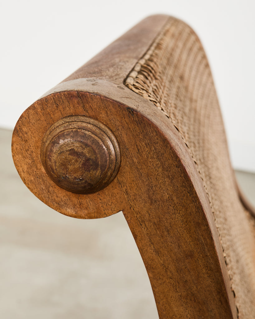 British Colonial Style Plantation Lounge Chair with Ottoman