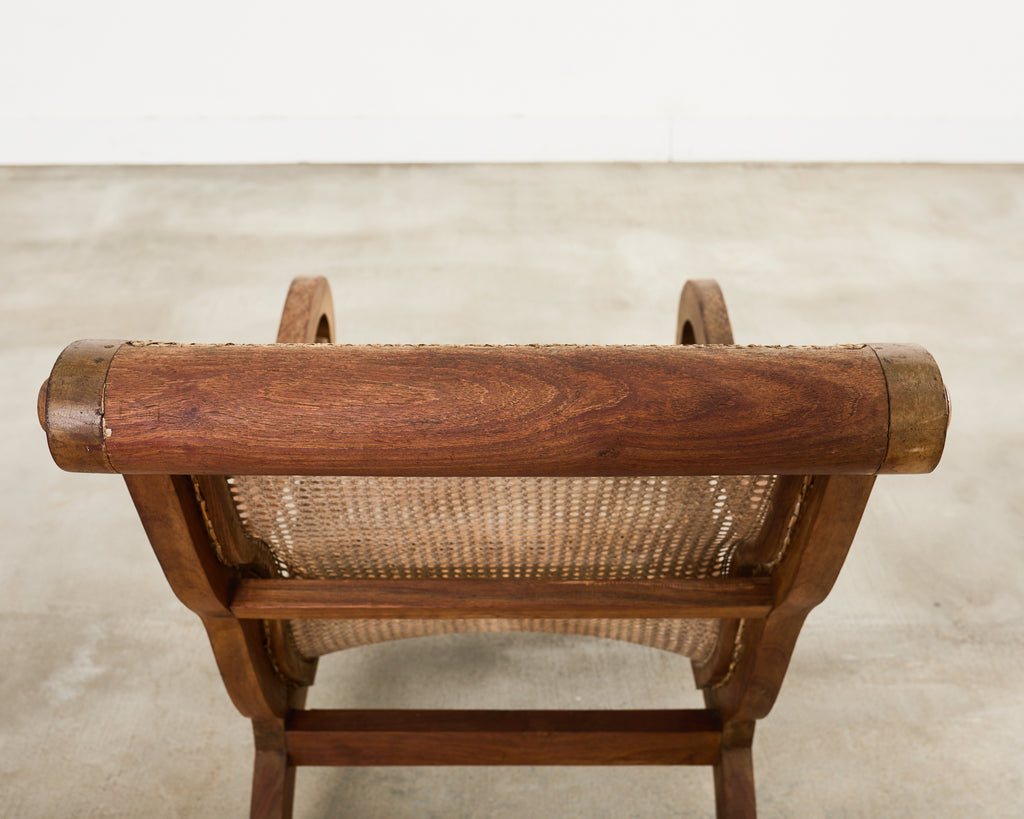 British Colonial Style Plantation Lounge Chair with Ottoman