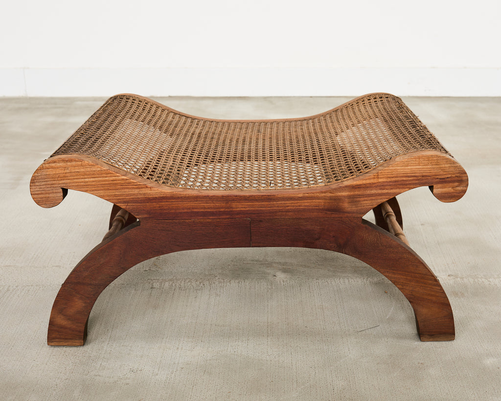 British Colonial Style Plantation Lounge Chair with Ottoman