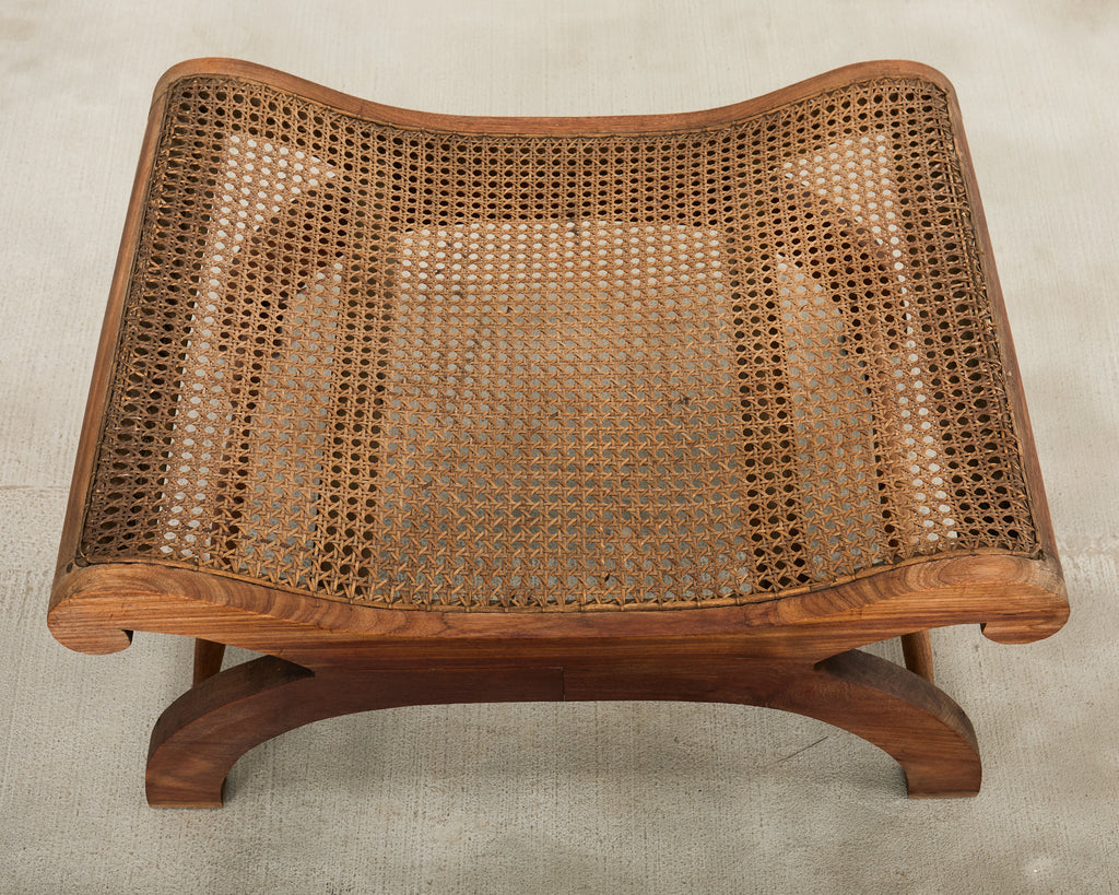 British Colonial Style Plantation Lounge Chair with Ottoman