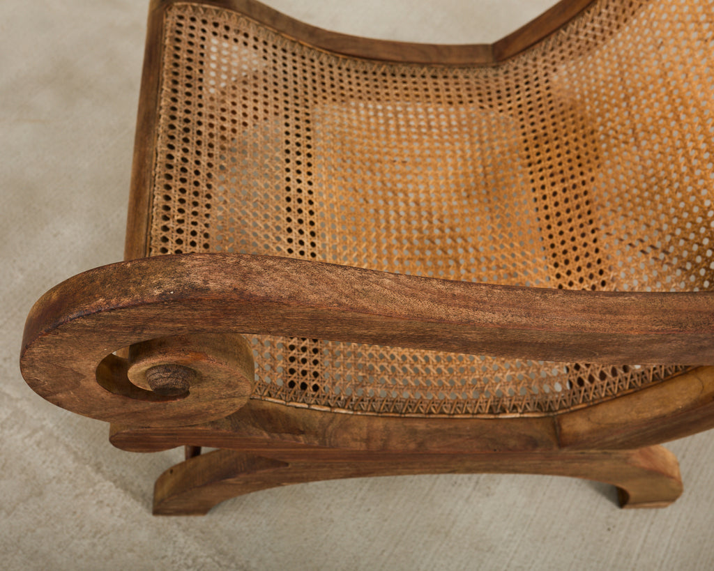 British Colonial Style Plantation Lounge Chair with Ottoman