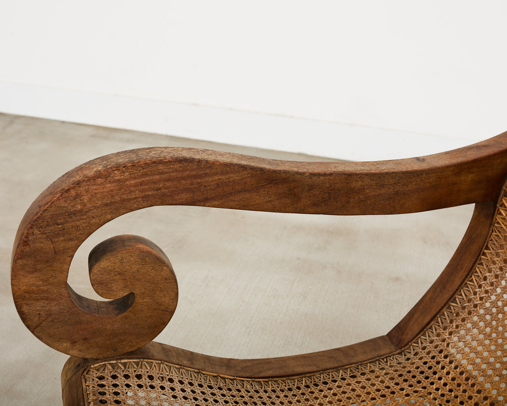 British Colonial Style Plantation Lounge Chair with Ottoman