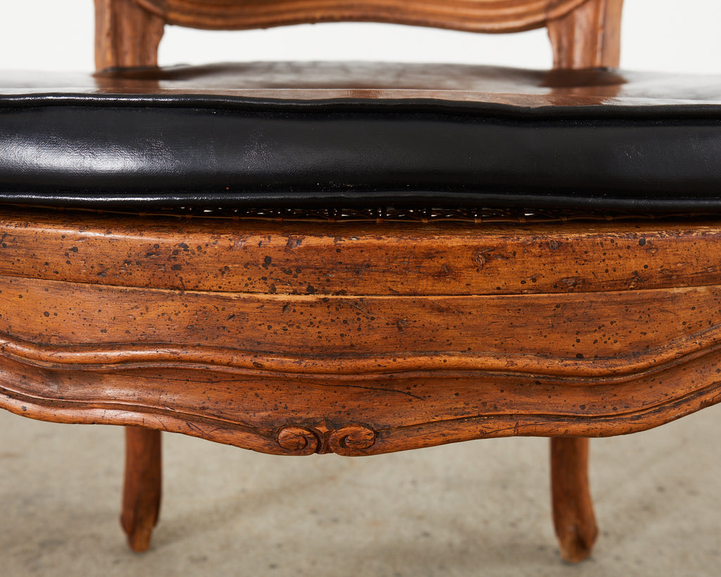 19th Century Louis XV Style Walnut and Cane Fauteuil Armchair