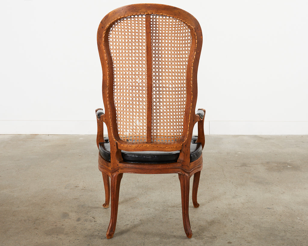 19th Century Louis XV Style Walnut and Cane Fauteuil Armchair