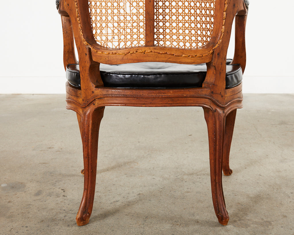 19th Century Louis XV Style Walnut and Cane Fauteuil Armchair