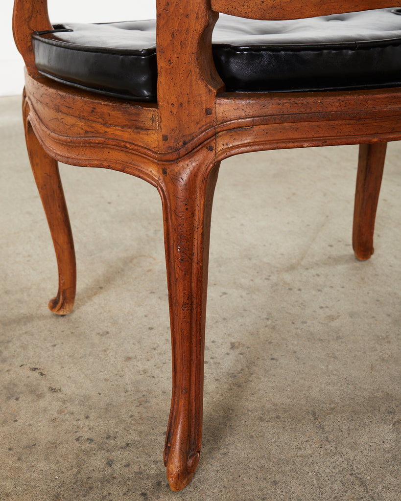 19th Century Louis XV Style Walnut and Cane Fauteuil Armchair