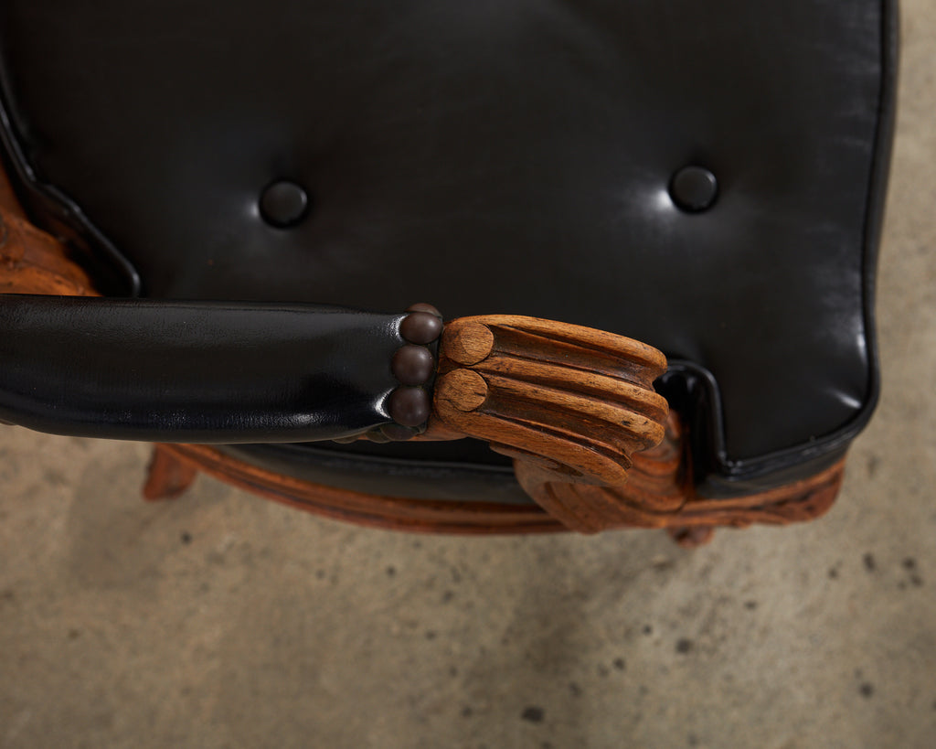 19th Century Louis XV Style Walnut and Cane Fauteuil Armchair