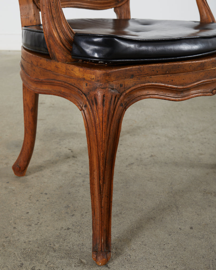 19th Century Louis XV Style Walnut and Cane Fauteuil Armchair