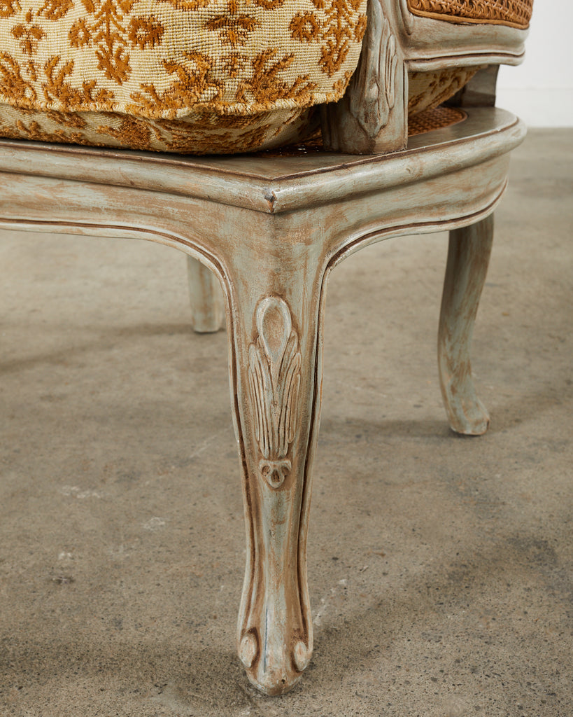 Pair of Hendrix Allardyce Key West Caned Bergere Armchairs