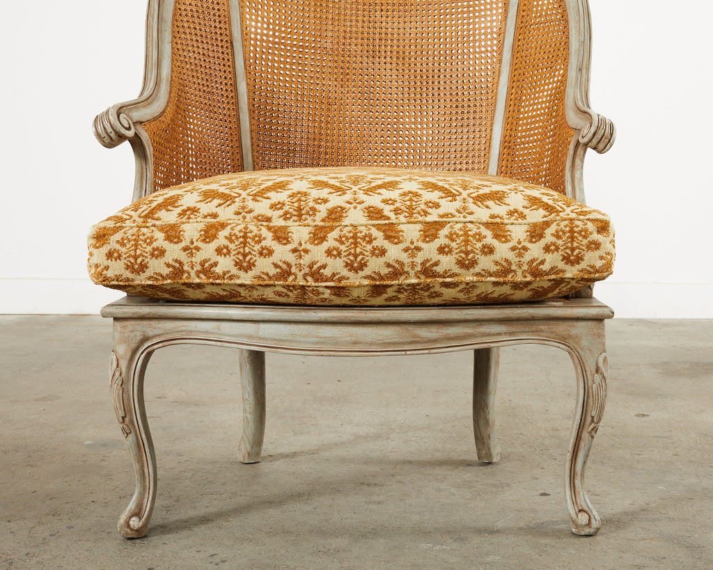 Pair of Hendrix Allardyce Key West Caned Bergere Armchairs