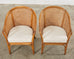 Pair of McGuire Style Rattan Cane Barrel Back Armchairs