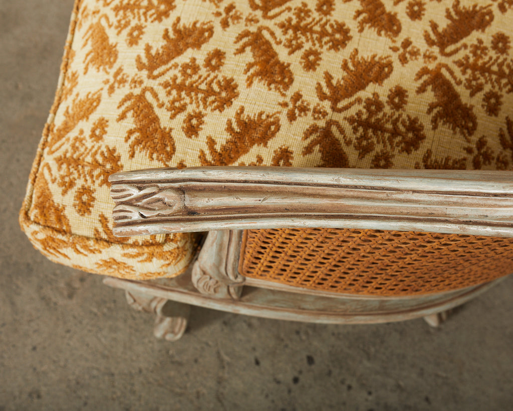 Pair of Hendrix Allardyce Key West Caned Bergere Armchairs