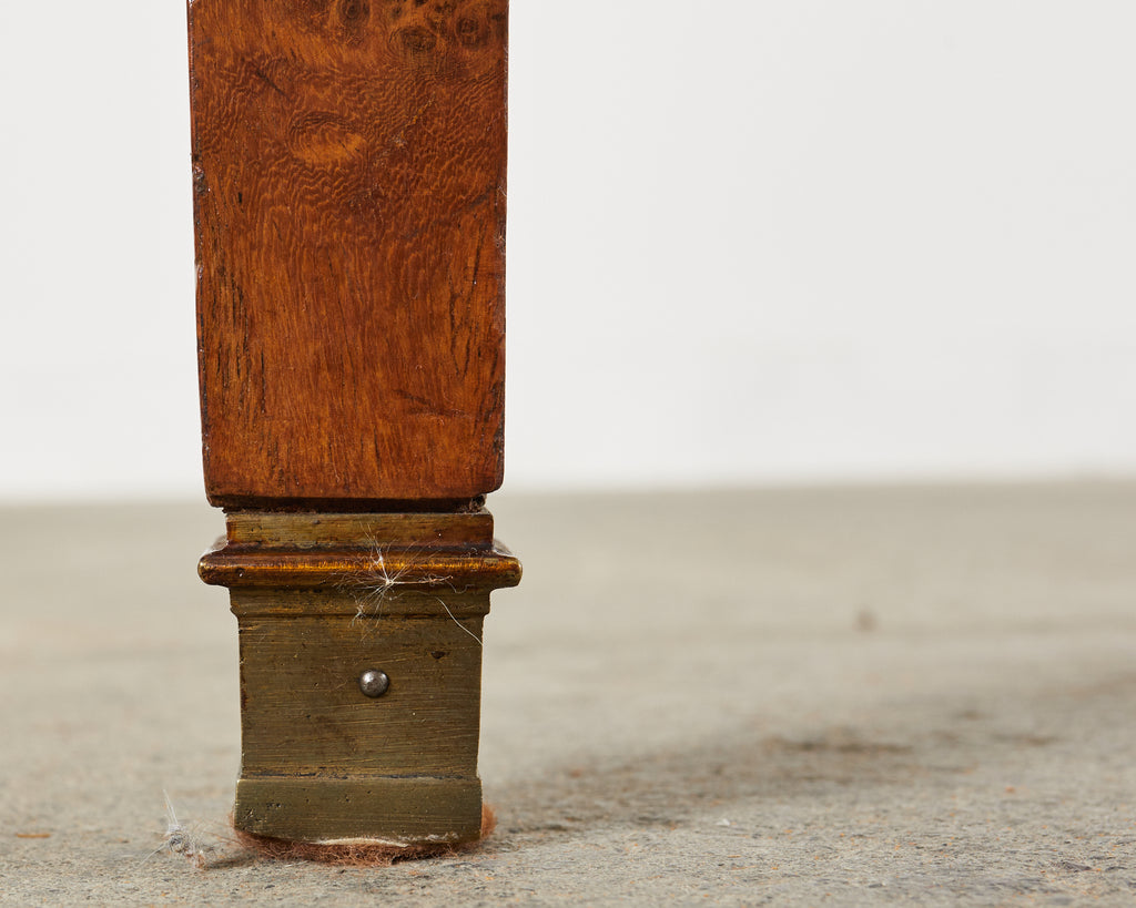 Set of Six French Burlwood Caned Dining Chairs